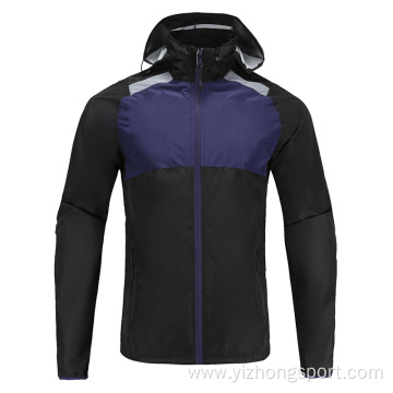 Mens Soccer Wear Zip Up Hoodies Blue